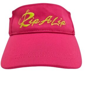 Women's Neon Pink With Yellow‎ Lettering Rip A Lip Adjustable Fishing Visor Hat